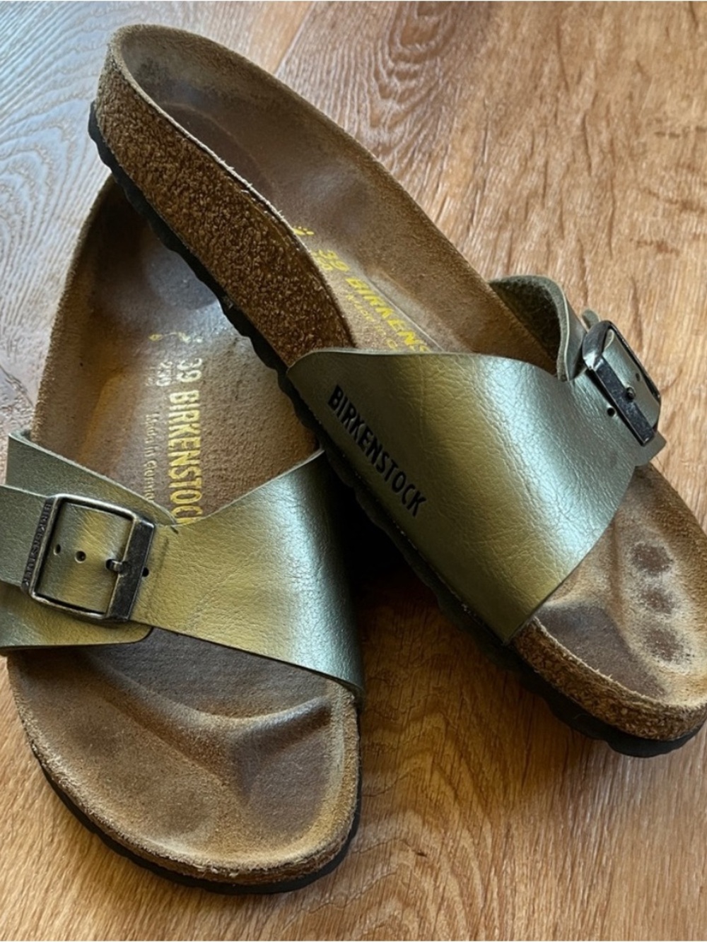 Birkenstock Madrid Birko-Flor Icy Metallic Stone Gold
